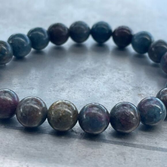 Ruby Fuchsite with Kyanite beaded bracelet 6.75” crystal healing emotional suppo - Picture 10 of 12